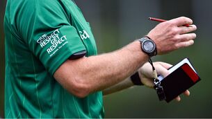 <p>The referee blew the whistle at the end of the match, when he was struck from behind. File picture: Piaras Ó Mídheach/Sportsfile</p>