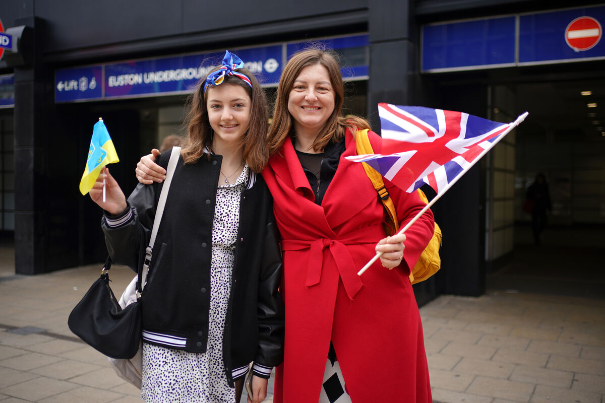 Olena Ablaieva, originally from Dnipro in Ukraine, with her daughter Vasylysa, travelling from London to Liverpool to celebrate Eurovision.