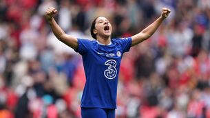 <p>MATCHWINNER: Chelsea’s Sam Kerr celebrates. Pic: Adam Davy/PA</p>