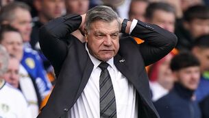 <p>BIG JOB: Leeds United manager Sam Allardyce reacts after Leeds United's Patrick Bamford (not pictured) has a penalty saved during the Premier League match at Elland Road, Leeds. Picture date: Saturday May 13, 2023.</p>