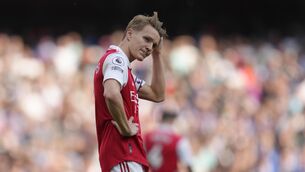 <p>FRUSTRATED: Martin Odegaard was left frustrated by Arsenal’s 3-0 defeat to Brighton (Kirsty Wigglesworth/AP/PA)</p>