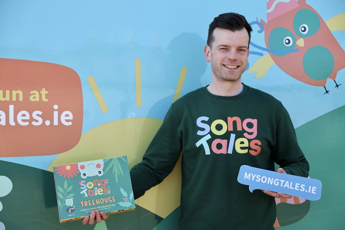 Thomas Johnston with a SongTales box