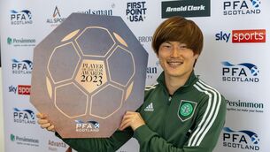 <p>POTY: Kyogo Furuhashi is the PFA Scotland player of the year. Pic: Jeff Holmes/PA</p>