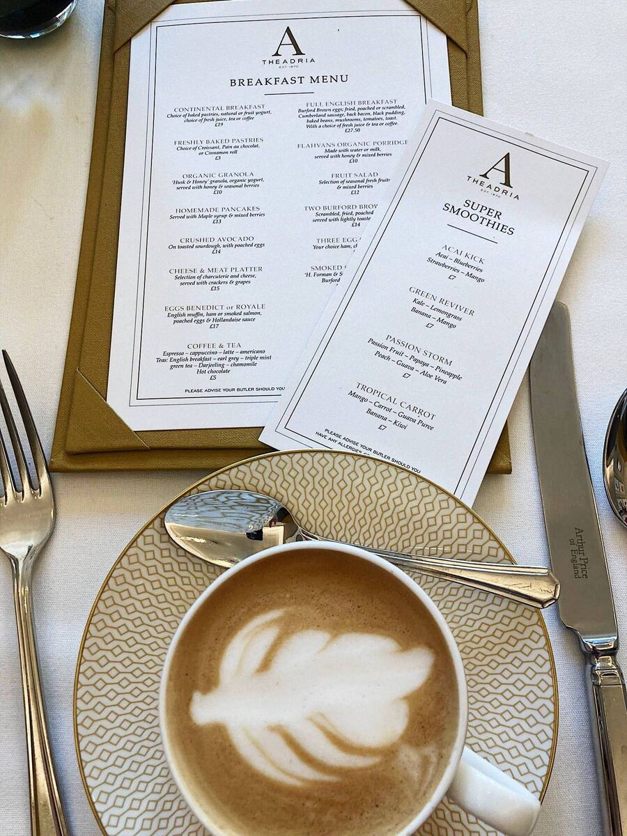 The Adria breakfast menu. Picture: Nicole Glennon