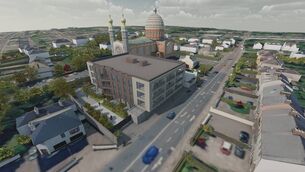 <p>Computer-generated image of how the planned residential and retail development on Cork city's Dennehy's Cross will look. Image: RealSim</p>