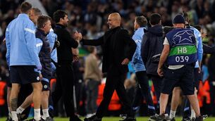 <p>Manchester City manager Pep Guardiola celebrates victory. Pic Credit: Tim Goode/PA Wire.</p>