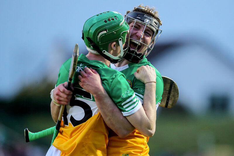 WINNERS: Offaly’s Cillian Byrne and Luke Murphy celebrate at the final whistle. Pic Credit ©INPHO/Ryan Byrne