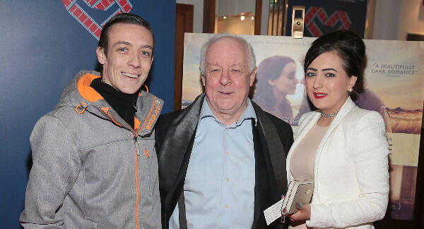 Jim Sheridan welcomes recently engaged former Apollo House residents Mark Seenan and Cheryl Murphy to the Audi Dublin International Film Festival gala screening of his film The Secret Scripture at The Savoy Cinema, Dublin. Picture: Brian McEvoy