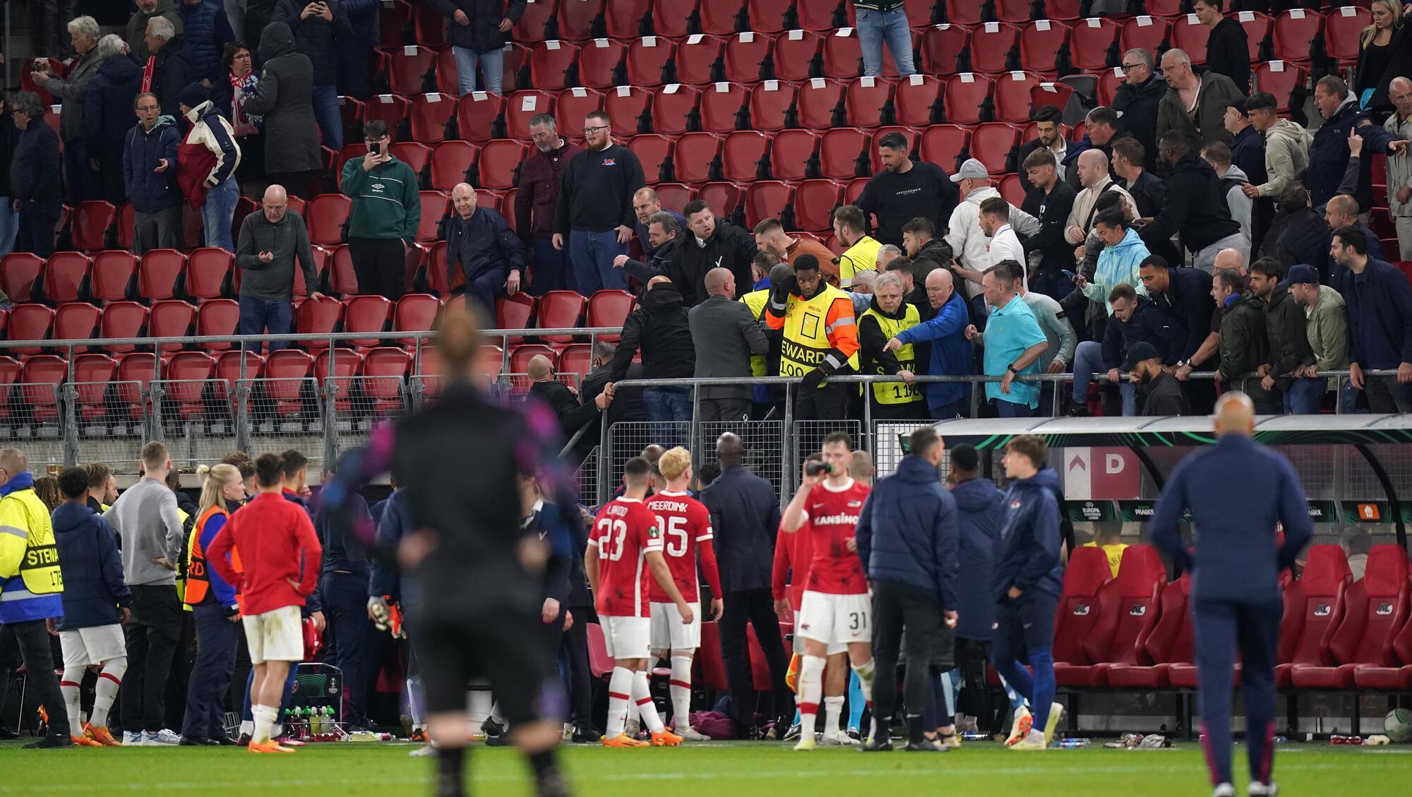 UEFA to investigate after AZ Alkmaar fans clash with West Ham players’ families