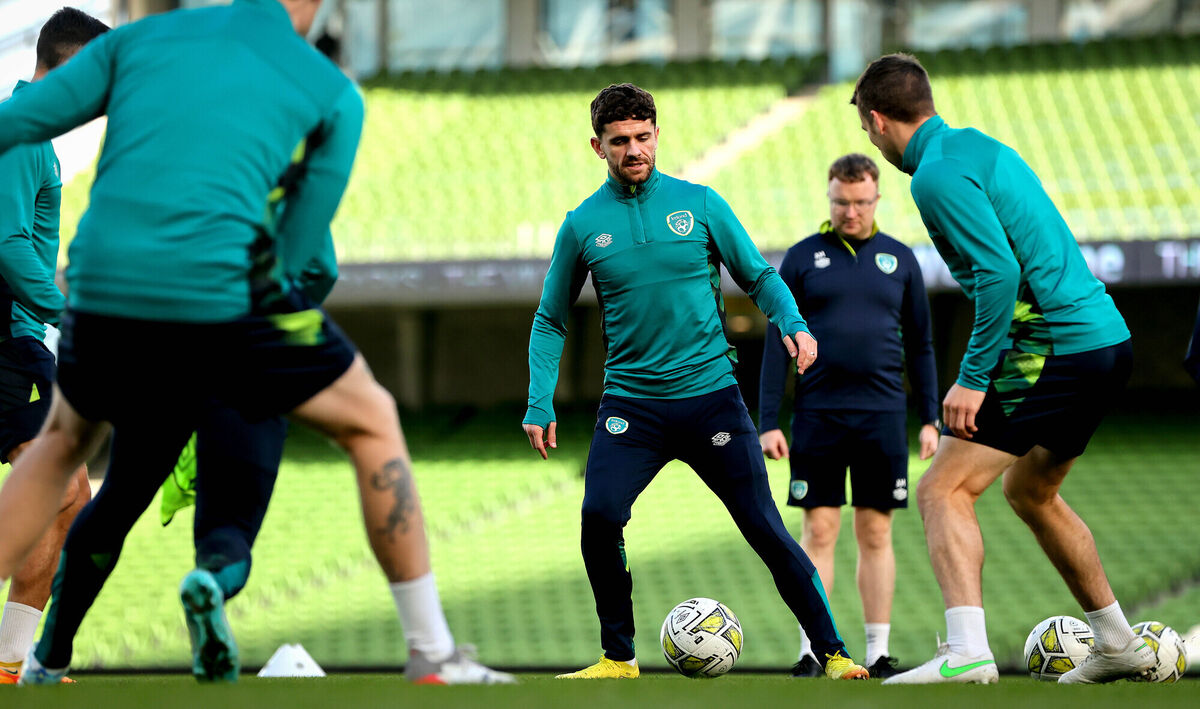 Robbie Brady training with Ireland. Pic Credit ©INPHO/Ryan Byrne