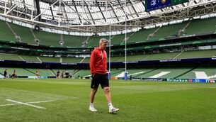 <p>WEARING RED: The turquoise Stade Rochelais hoodie was in the wash, the green one has been put by for match day today, so Ronan O’Gara conducted his pre-Heineken Champions Cup final media duties in red as he returned to Aviva Stadium. Pic: INPHO/Dan Sheridan</p>