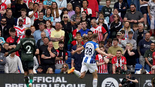 <p>BOY WONDER: Brighton and Hove Albion’s Evan Ferguson (right) celebrates. Pic: Gareth Fuller/PA Wire.</p>