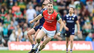 <p>SUPER-SUB: Mayo substitute Eoghan McLaughlin celebrates scoring his goal against Kerry at Fitzgerald Stadium. Mayo’s bench contributed 1-3 to Saturday’s win in Killarney. Pic: INPHO/Evan Treacy</p>