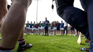 <p>COMEBACK FOR THE AGES: Westmeath manager Joe Fortune speaks to his team after the game. Pic: INPHO/Laszlo Geczo</p>