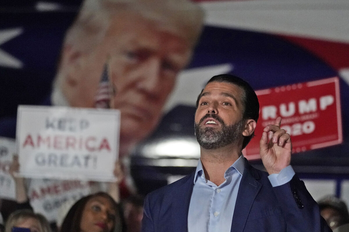 'Maybe [Donald Trump Jr] should stay at home and work on how to fix up American society.' Picture: John Bazemore/AP 