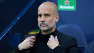 Manchester City manager Pep Guardiola still has two trophies to aim for (Martin Rickett/PA)
