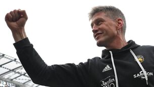 <p>PUNCHING UP: Ronan O'Gara celebrates after winning the European Champions Cup final against Leinster. Picture: PAUL ELLIS/AFP via Getty Images)</p>