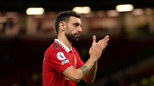 Bruno Fernandes applauds fans after United beat Chelsea (Martin Rickett/PA)