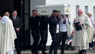 <p>The coffin of Rebecca Browne is carried outside St. Josephs Church in Galliagh Co. Londonderry following her funeral. Rebecca, 21, died after being hit by a garda patrol car in Co. Donegal. Picture date: Friday May 26, 2023. PA Photo. See PA story FUNERAL Collision. Photo credit should read: Claudia Savage/PA Wire</p> <p>The coffin of Rebecca Browne is carried outside St. Josephs Church in Galliagh Co. Londonderry following her funeral. Rebecca, 21, died after being hit by a garda patrol car in Co. Donegal. Picture date: Friday May 26, 2023. PA Photo. See PA story FUNERAL Collision. Photo credit should read: Claudia Savage/PA Wire</p>