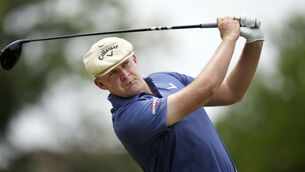 Cornish rookie Harry Hall fired four consecutive birdies around the turn as he took a three-shot halfway lead in the Charles Schwab Challenge (LM Otero/AP)