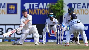 <p>KEY MAN: Ireland's Mark Adair plays a shot during the Test match against Sri Lanka at the Galle International Cricket Stadium. Pic: Ishara S Kodikara/AFP via Getty Images</p>