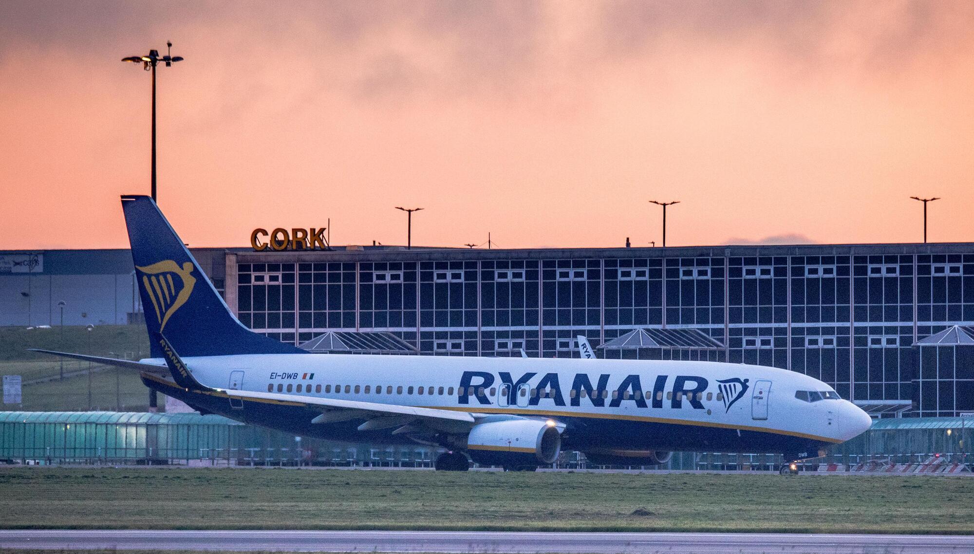 A Ryanair Boeing 737 prepares to depart for London Stansted at dawn in Cork Airport, Cork, Ireland. - Picture; David Creedon
