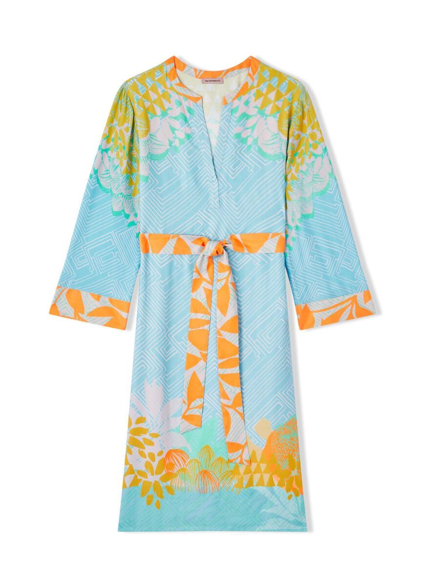 Sophia Blue Floral Print LENZING™ ECOVERO™ Viscose Kaftan Dress, LK Bennett €390