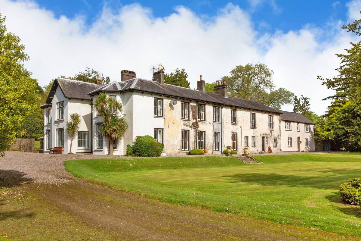 Cuskinny House has 10,000 sq ft in the main house, plus several other houses and farm land, offered in lots