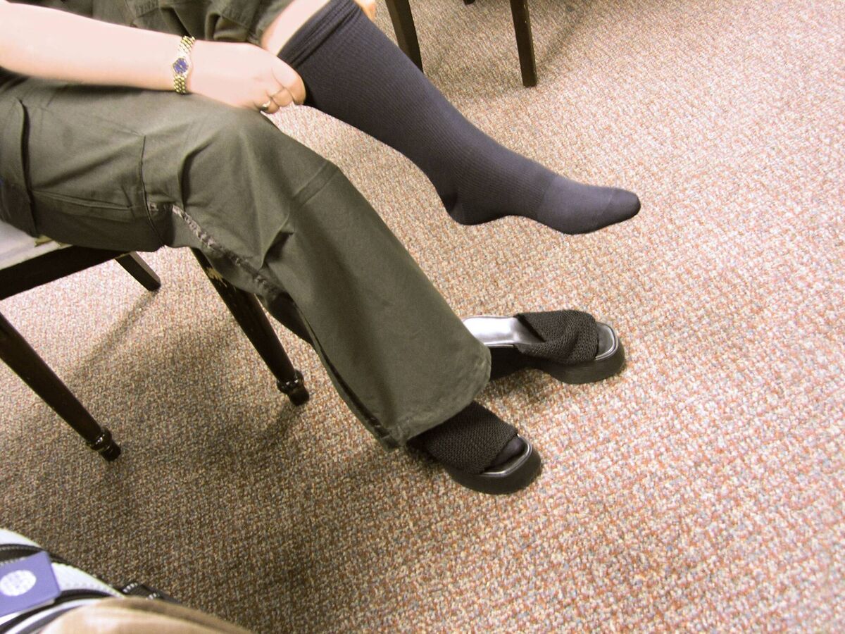 Fitted flight stockings speed up the flow of blood in the veins and therefore reduce the risks of blood clotting. Picture: Alamy/PA