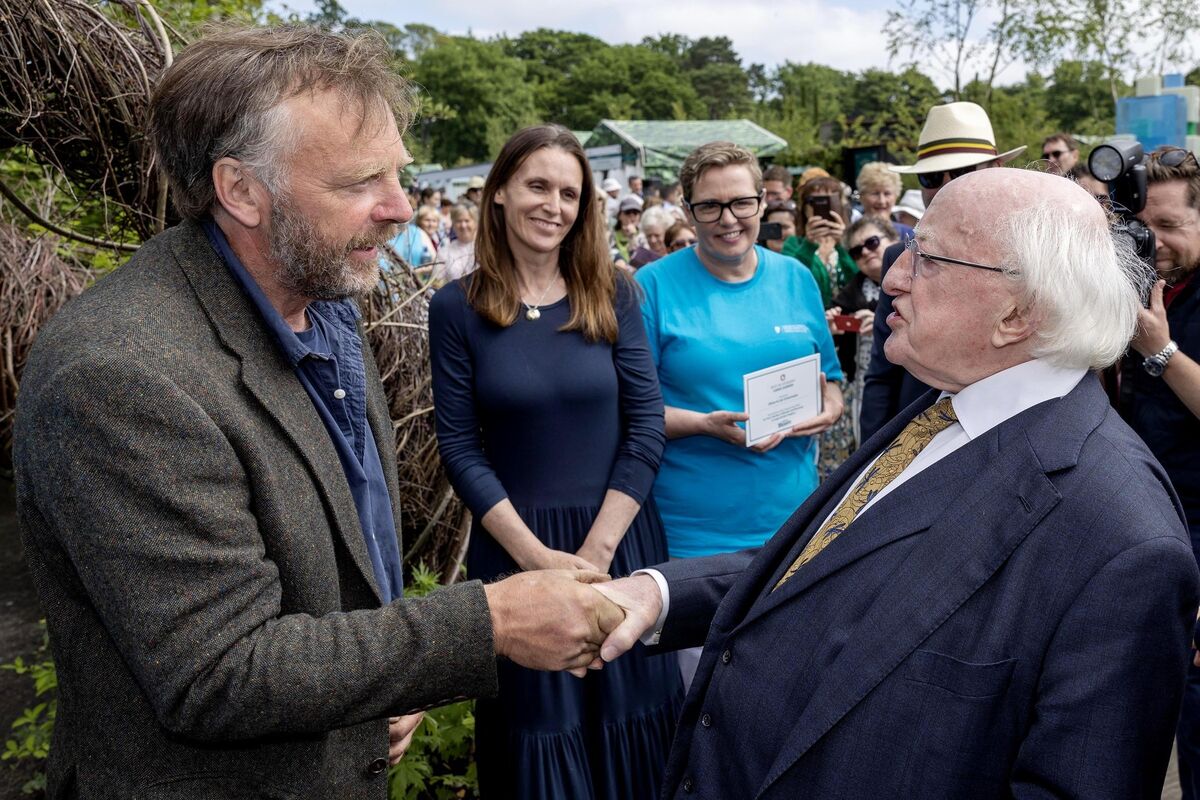  President Michael D Higgins with award-winning garden designer, Oliver Schurmann. Picture: maxwells