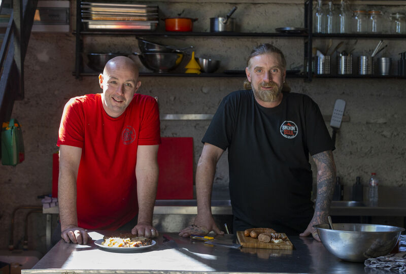 Smokin' Soul BBQ at Cloonagh, Gusserane, Co. Wexford. Pictured are owners Pat Conway and Jim O'Brien. Photograph: Patrick Browne Smokin' Soul BBQ at Cloonagh, Gusserane, Co. Wexford. Pictured are owners Pat Conway and Jim O'Brien. Photograph: Patrick Browne