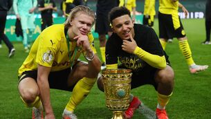 <p>HAALAND V SANCHO: Erling Haaland and Jadon Sancho were teammates in 2021 when they won the DFB-Pokal final for Borussia Dortmund, today they will face each other in the FA Cup final. (Pic: Martin Rose/Getty Images)</p>