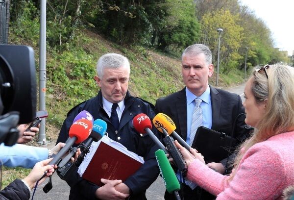 Supt William Carolan and Det Insp Des McTiernan brief the media at the scene in Tolka Valley Park. Gardaí said confidential information had led them to the site. Supt William Carolan and Det Insp Des McTiernan brief the media at the scene in Tolka Valley Park. Gardaí said confidential information had led them to the site.
