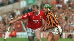 <p>Teddy McCarthy and Bill Hennessy in the All Ireland Hurling Final Kilkenny vs Cork in 1992 </p>