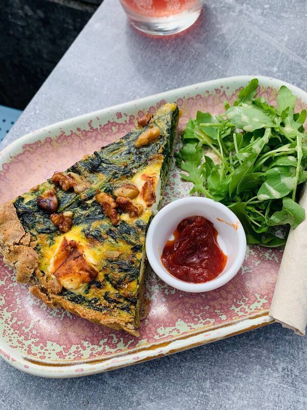 Spinach, feta cheese, onion and walnut quiche from Myo Café. Picture: Joe McNamee