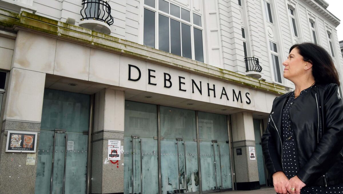 Valerie Conlon, shop steward, one of the ex-Debenhams workers outside the former Debenhams store on St. Patrick's St, Cork, at the end of their 406-day struggle for justice.