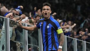 <p>DANGER MAN: Inter Milan's Lautaro Martinez celebrates after scoring in the Champions League semi-final. Pic: AP Photo/Luca Bruno</p>