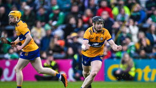 <p>TALISMAN: A hurleyless Tony Kelly of Clare celebrates a late score by a teammate during the closing moments of Munster GAA Hurling Senior Championship Round 2 match between Limerick and Clare at TUS Gaelic Grounds. Pic: Piaras Ó Mídheach/Sportsfile</p>