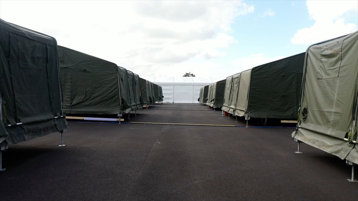 A July 2022 picture of military tents set up in Gormanston military camp in Co Meath to shelter hundreds of Ukrainian refugees. File picture: Department of the Taoiseach /PA
