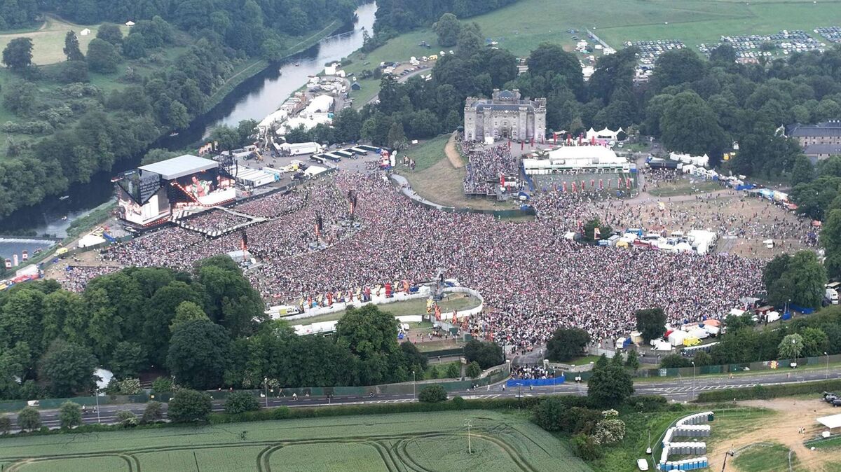 An aerial view of the scene at Slane Castle for Harry Styles. Picture: Garda Síochana