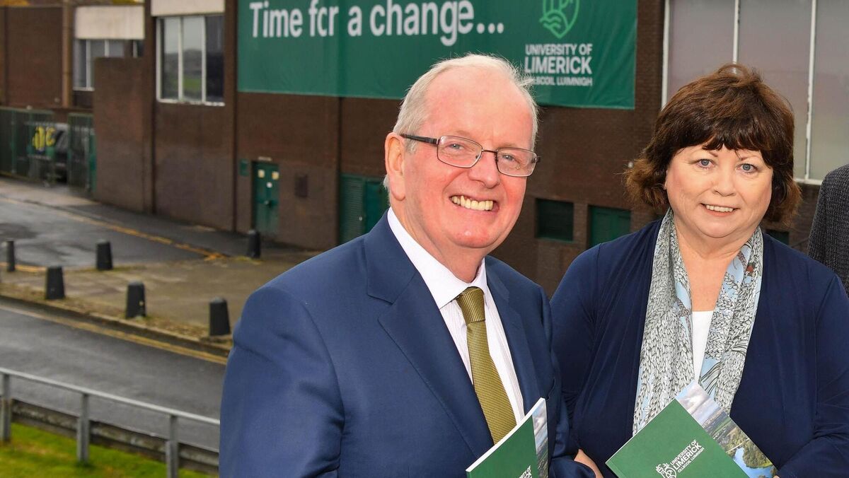 University of Limerick chancellor Mary Harney with then UL president Des Fitzgerald on Sarsfield's Bridge in November 2019 at the announcement of UL's plans for the former Dunnes Stores site. File picture: Diarmuid Greene University of Limerick chancellor Mary Harney with then UL president Des Fitzgerald on Sarsfield's Bridge in November 2019 at the announcement of UL's plans for the former Dunnes Stores site. File picture: Diarmuid Greene