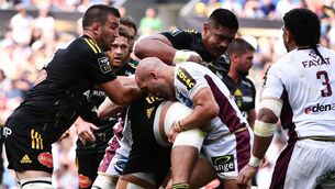 <p>ON THE CHARGE: La Rochelle's Will Skelton is tackled by Bordeaux's Maxime Lucu during the French Top 14 semi-final at Anoeta Reale Arena stadium in San-Sebastian. Pic: Gaizka Iroz/AFP via Getty Images</p>