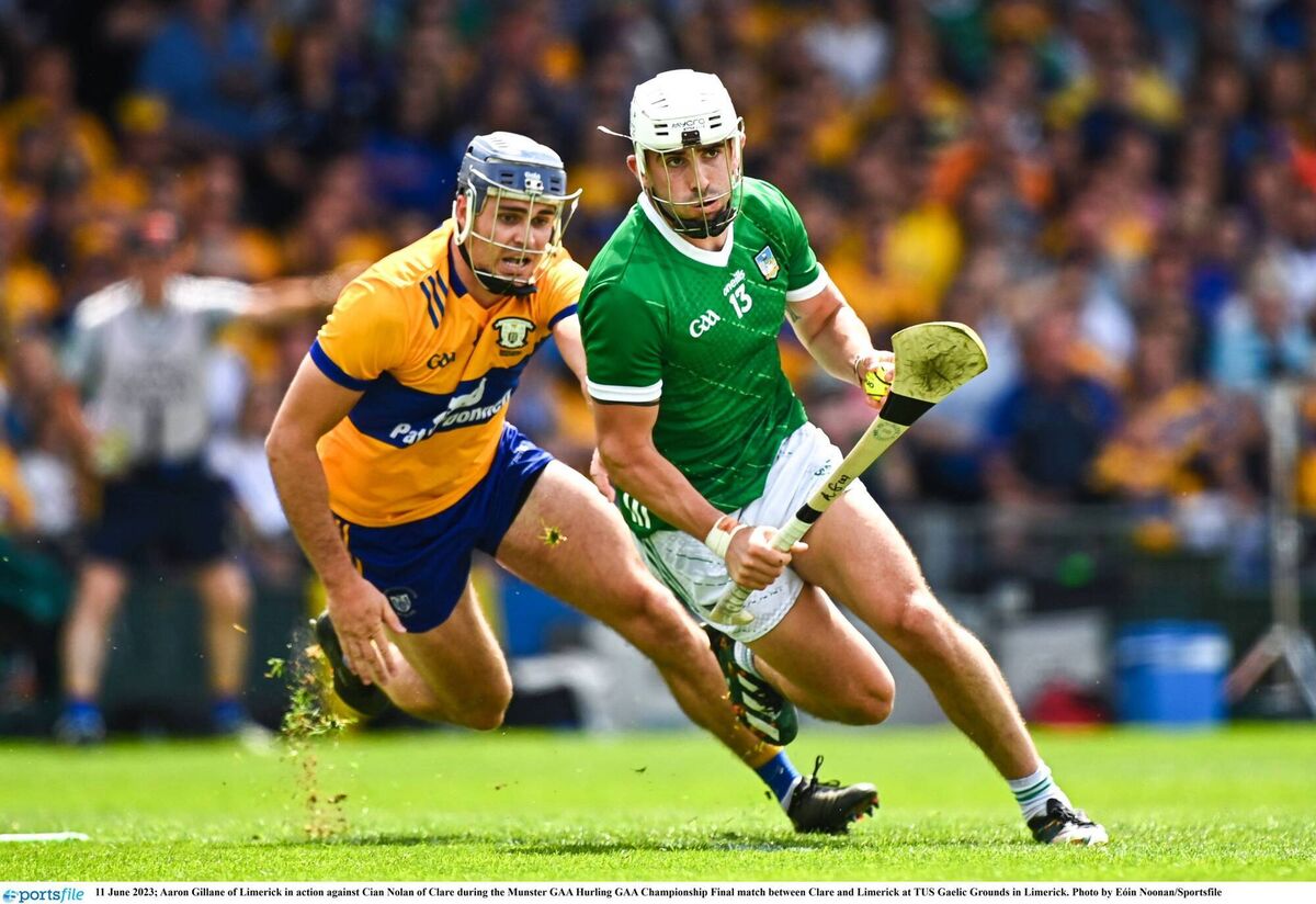SPIN AND REPEAT: Limerick scoresmith Aaron Gillane rounds Cian Nolan at TUS Gaelic Grounds in Limerick. Banner anxiety spreads. Pic: Eóin Noonan/Sportsfile SPIN AND REPEAT: Limerick scoresmith Aaron Gillane rounds Cian Nolan at TUS Gaelic Grounds in Limerick. Banner anxiety spreads. Pic: Eóin Noonan/Sportsfile