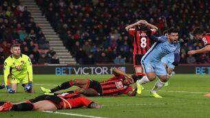 Aguero goal helps Man City up to second after beating Bournemouth