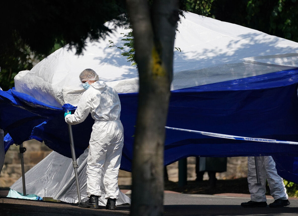 Police forensics officers erect a forensic tent on Magdala road, Nottingham, as a 31-year-old man has been arrested on suspicion of murder after three people were killed in Nottingham city centre early on Tuesday morning. Picture: Jacob King/PA Wire