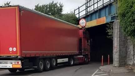 A truck that tried to go under the railway bridge on Dublin Hill on Tuesday, July 14, 2020. Picture: Anthony Connolly. A truck that tried to go under the railway bridge on Dublin Hill on Tuesday, July 14, 2020. Picture: Anthony Connolly.
