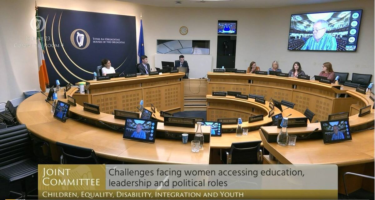 The Oireachtas committee on children, equality, disability, integration and youth was hearing about challenges facing women accessing education, leadership, and political roles. Picture: Oireachtas TV