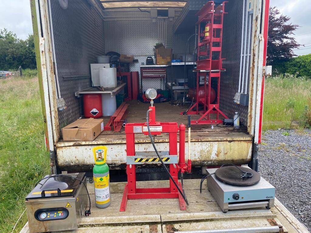 A mobile drug pressing preparation unit, built into a large ‘box’ lorry, was also seized. Picture: An Garda Síochána A mobile drug pressing preparation unit, built into a large ‘box’ lorry, was also seized. Picture: An Garda Síochána