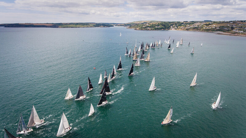  View to Bunny's over the start line for the 2018 Volvo Cork Week Harbour Race. Photo Joleen Cronin