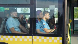 <p>Man City fans on a shuttle bus as they head to Ataturk Olympic Stadium in Istanbul. Photo credit: James Manning/PA Wire</p>